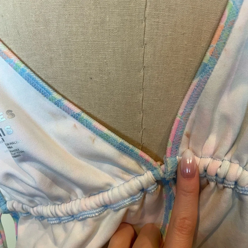 Frankie's Bikinis SET Halter Top and Skirt- Blue and Pink Floral